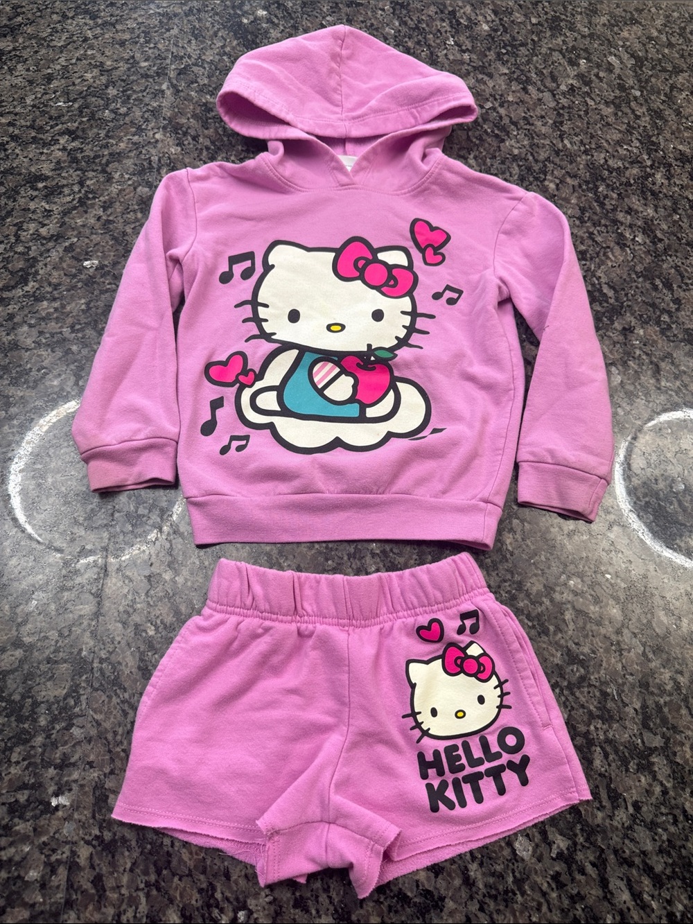 Hello Kitty Pink Hoodie & Shorts Set